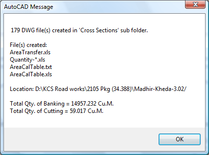 End message dialog box for 'CSx' command