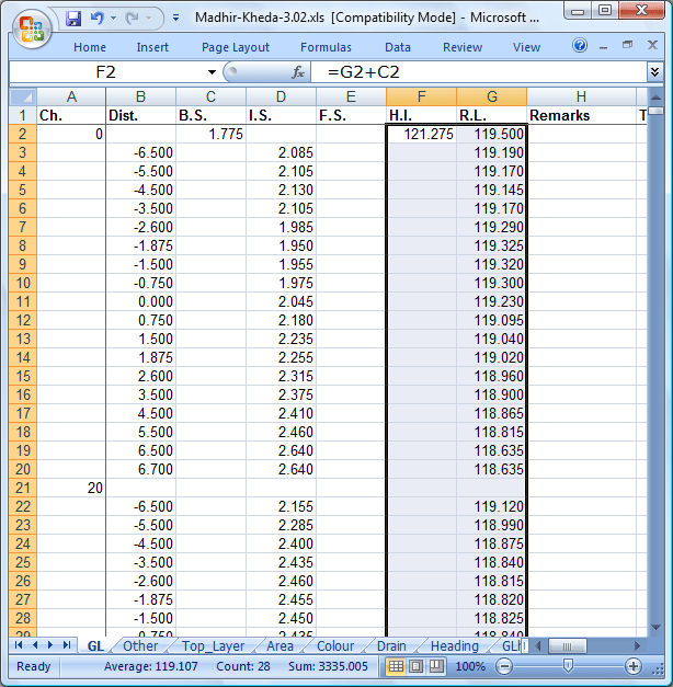 Paste data in GL sheet