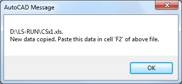 Message box for rlcalcu command